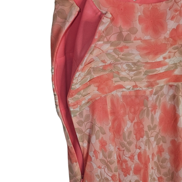 LOFT 100% Silk floral coral dress Size 12 - Picture 4 of 6